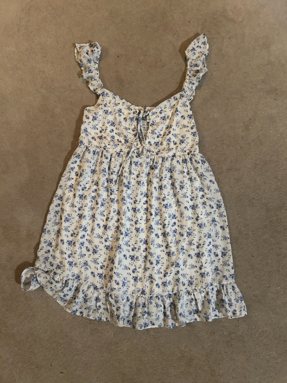 Women’s Blue Floral Ruffled Sundress
